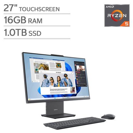 Lenovo 1920 x 1080 IdeaCentre 27" AMD Ryzen 5 8645HS WindowsAll-in-One Touchscreen Desktop