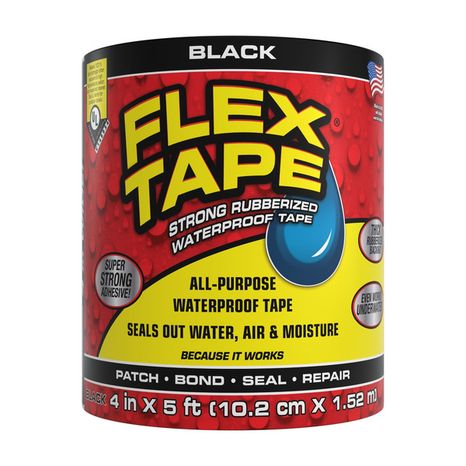 FLEX TAPE Waterproof Tape, Strong Rubberized, Black