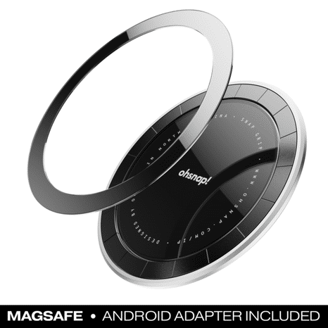 ohsnap Ultra-Thin, Fits Any Phone & Supports MagSafe Charging Snap 4 Luxe Magnetic Phone Grip - Pure Silver