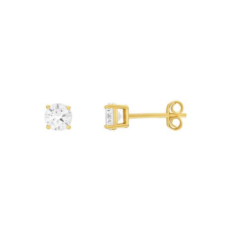 Primrose Women's Sterling Silver Round Cubic Zirconia Stud Earrings - Yellow