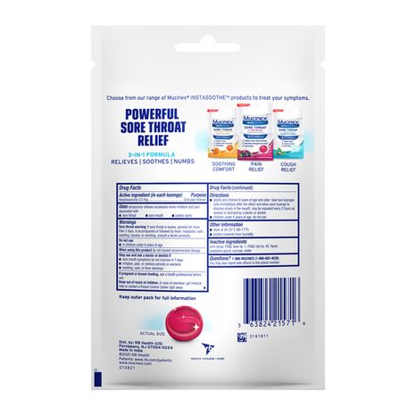 Mucinex InstaSoothe Sore Throat + Pain Relief Medicated Drops, Elderberry & Wild Cherry