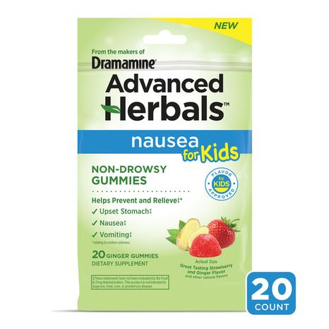 Dramamine Kids Gummies Advanced Herbals For Kids Strawberry-Ginger