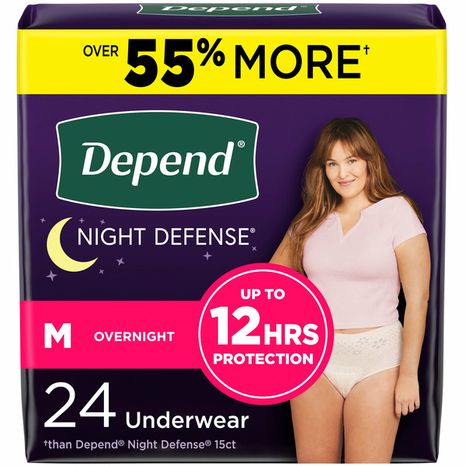 Depend Night Defense Women's Adult Postpartum Incontinence Underwear, M