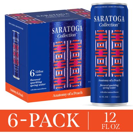 SARATOGA Collection Anatomy of a Peach Flavored Sparkling Spring Water, 12 fl oz, 6 Pack Cans