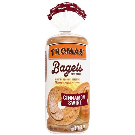 Thomas’ 6 ct, Cinnamon Swirl, Bagels, 9g Protein, Kosher, Bagels, 18 oz