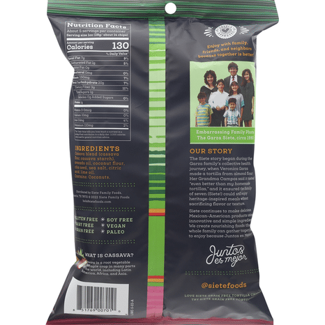 Siete Tortilla Chips, Grain Free, Squeeze of Lime