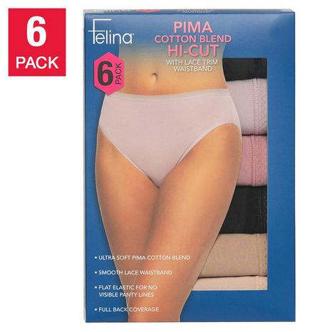 Felina Women's Hi-Cut With Lace Trim, Large