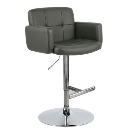 Crosby St Stout Adjustable Faux Leather Barstool - Grey