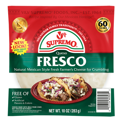V&V Supremo Queso Fresco Cheese Chunk, Mexican Style Fresh Farmer's,Crumbling