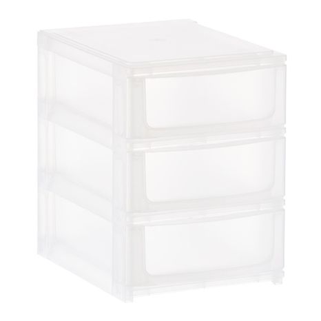 The Container Store 3-Drawer Shimo Small Stacking Organizer - Translucent - 7-5/8" x 10-3/8" x 10-3/8" h