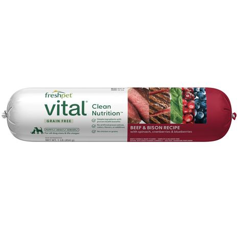 Freshpet Vital, Fresh Dog Food, Grain Free Beef & Bison Recipe Roll