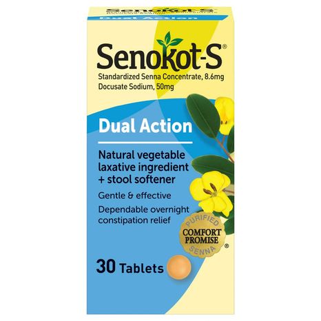 Senokot Dual Action Natural Vegetable Laxative Ingredient Plus Stool Softener Tablets