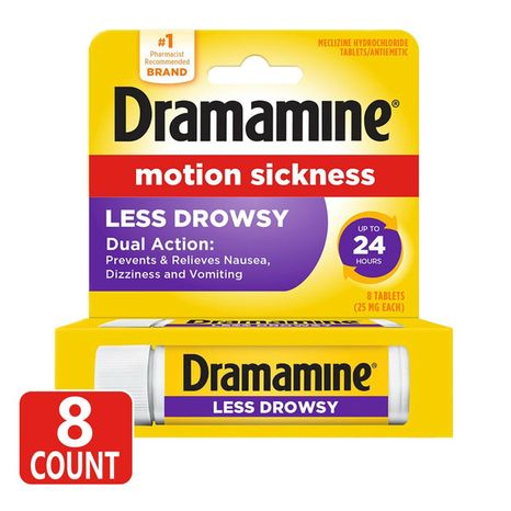 Dramamine Motion Sickness Relief, Less Drowsy Formula, 25 mg