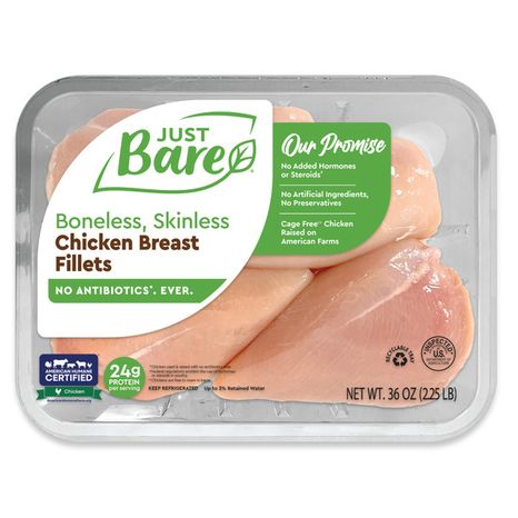 Just Bare Brand Boneless Skinless Chicken Breast Fillets