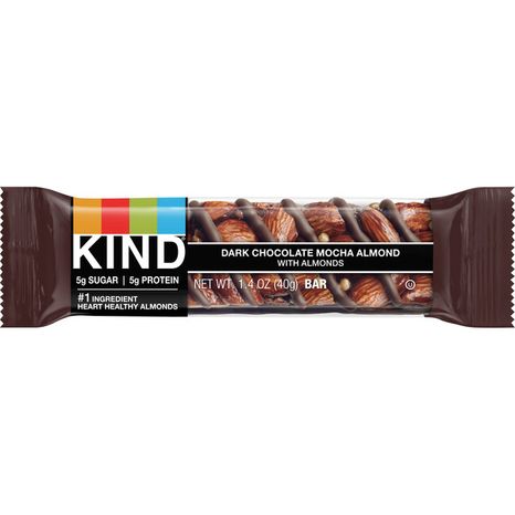 KIND Healthy Snack Bar, Dark Chocolate Mocha Almond, 5g Sugar | 5g Protein, Gluten Free Bars, 1.4 OZ, 1 Count