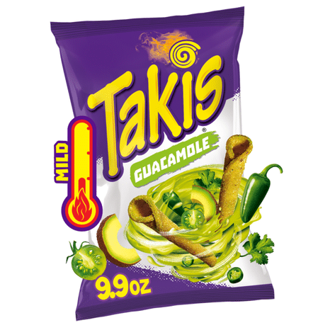 Takis Guacamole 9.9 oz Sharing Size Bag, Guacamole Flavored Mild Spicy Rolled Tortilla Chips