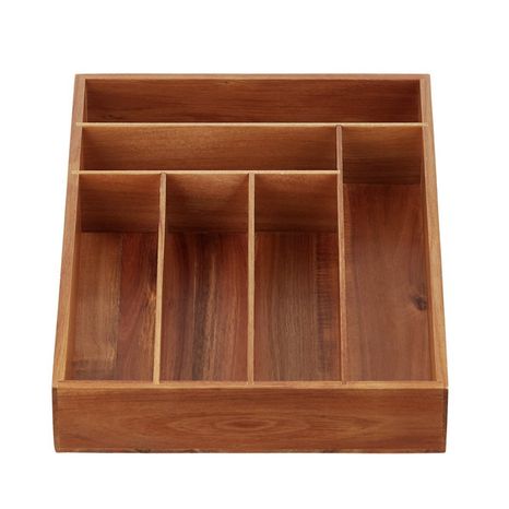 12" x 17-3/4" x 2-1/2" h 6-Section Acacia Flatware Organizer