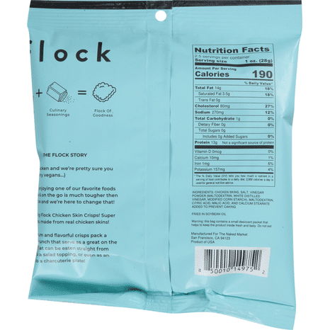Flock Chicken Skin Crisps, Salt & Vinegar