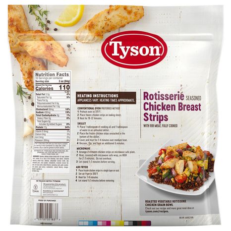 Tyson Frozen Rotisserie Seasoned Chicken Breast Strips, 3 lb