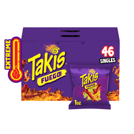 Takis Fuego 46 pc / 1 oz Multipack, Hot Chili Pepper & Lime Flavored Extreme Spicy Rolled Tortilla Chips