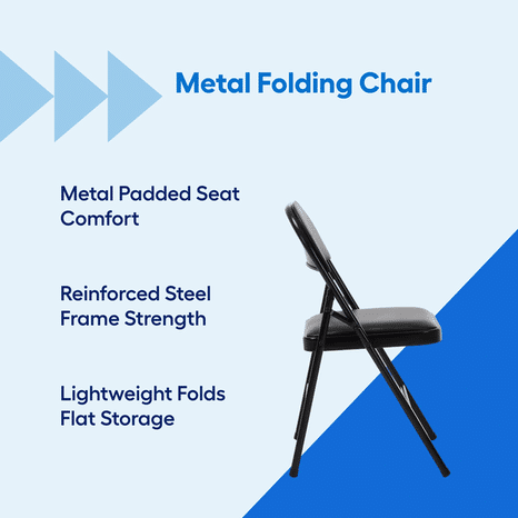 COSCO Standard Folding Chair With Padded Seat - Black
