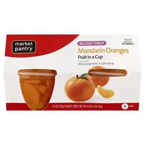 Market Pantry Mandarin Oranges, in Light Syrup, Fruit in a Cup