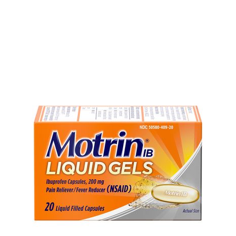 MOTRIN IB Liquid Gels, Ibuprofen 200mg, Pain & Fever Relief, 20 ct