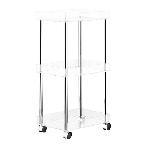 3-Tier Rolling Cart - Acrylic - 14" x 10-1/4" x 28-1/2" h