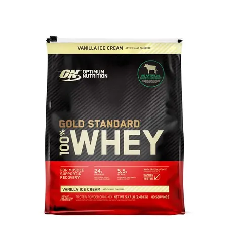 Optimum Nutrition Gold Standard 100% Whey Protein Powder, Vanilla, 80 Servings