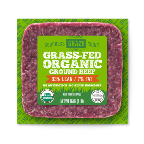 Goodness Grazecious 93% Lean / 7% Fat, Grass-Fed Organic, Ground Beef