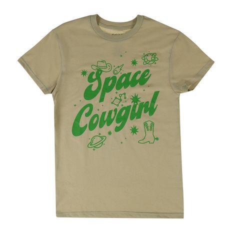 Space Cowgirl Graphic Tee, Large - Light Brown
