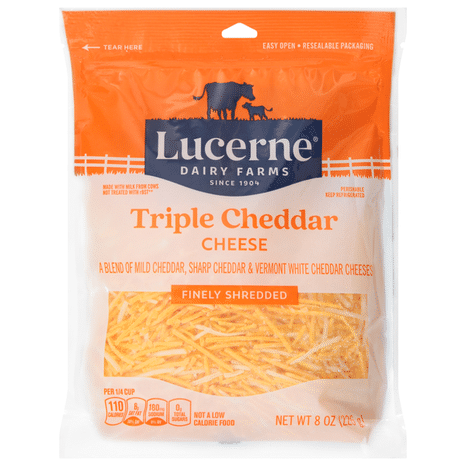 Lucerne Finely Shredded Cheese, Triple Cheddar