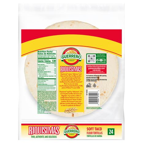 Guerrero Riquisimas Flour Tortillas, Soft Taco Size, 24 Count
