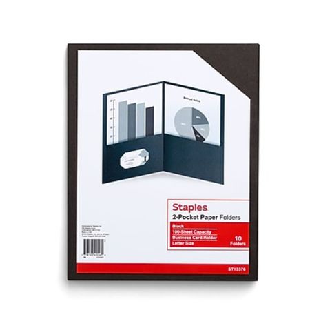 Staples Black 2 Pocket Folders