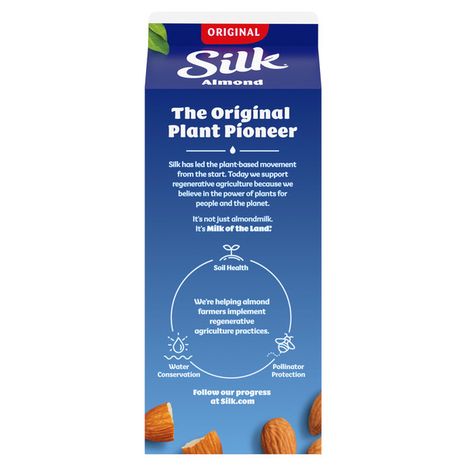 Silk Almond Milk, Original, Dairy Free, Gluten Free, Seriously Creamy Vegan Plant Based Milk with 5 Essential Nutrients, 64 fl oz Half Gallon