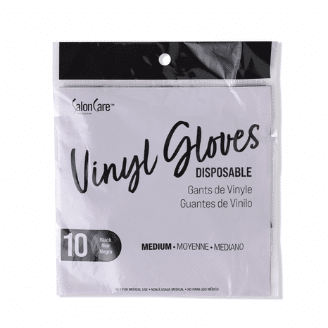 Salon Care Vinyl Gloves, Medium - Black