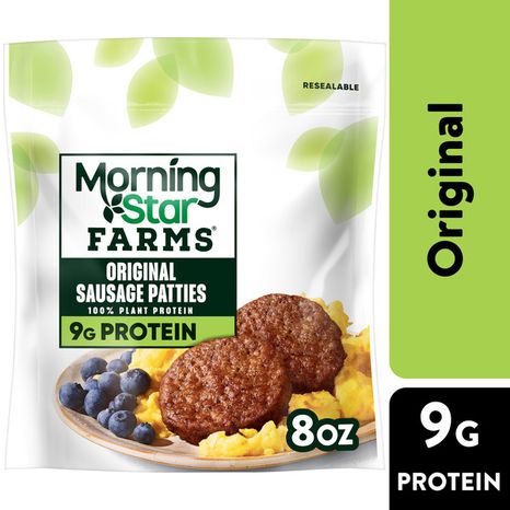 Morning Star Farms Veggie Breakfast Original Plant Based Sausage Patties, Vegan Meat, 6 Count