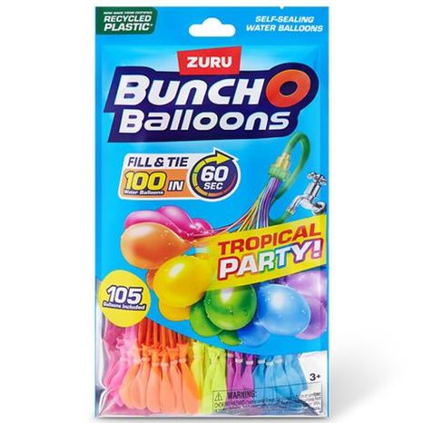 ZURU BUNCH O BALLOONS Tropical Party 280 Rapid-Filling Self-Sealing Water Balloons (8 Pack)