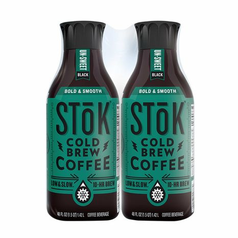 SToK Cold Brew Coffee, Arabica-Based Blend, Black, Unsweetened, Medium Roast, 48 FL OZ Bottle, 2 Count