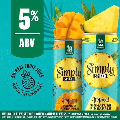 Simply Spiked Tropical Variety Pack Tropical Variety Pack Alcohol Beverage 5.0% ABV, 12 Pack, 12 fl oz Cans