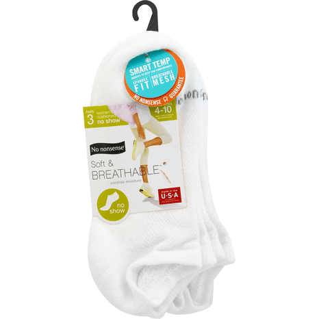 No nonsense Socks, No Show, Shoe Size 4-10, Women's Cushioned