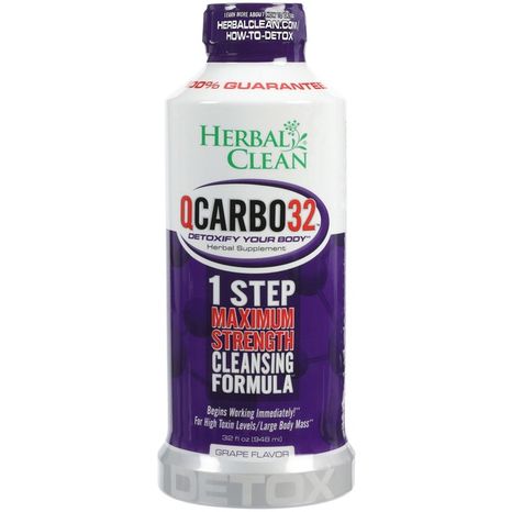 herbal clean Qcarbo32 1 Step Maximum Strength Cleansing Formula Dietary Supplement Drink Grape
