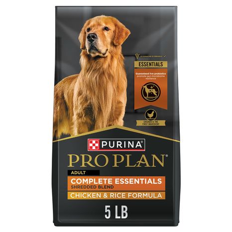 Purina Pro Plan Complete Essentials Shredded Blend Chicken and Rice Dog Food Dry Formula with Probiotics for Dogs