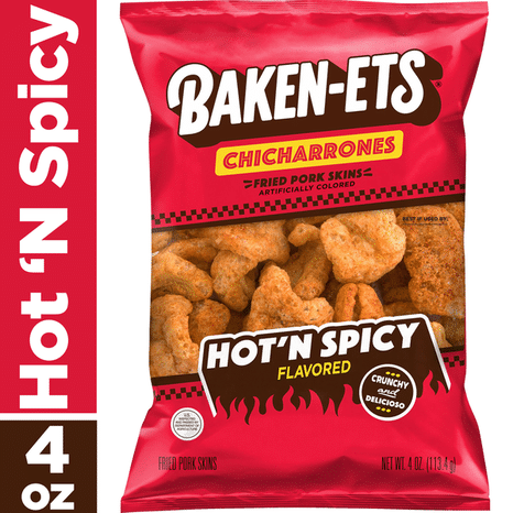 Baken-Ets Chicharrones Fried Pork Skins Hot'N Spicy