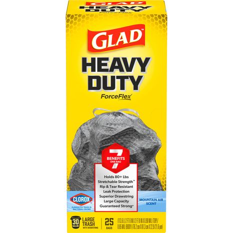 Glad ForceFlex Heavy Duty Large Trash Bags with Clorox, Mountain Air Scent, 30 Gallon