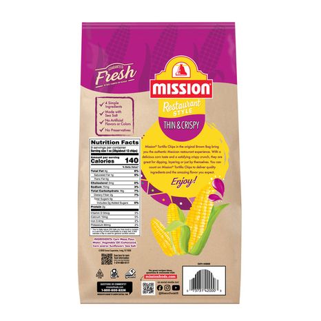 Mission Thin & Crispy Yellow Corn Tortilla Chips, 9 Ounce Bag
