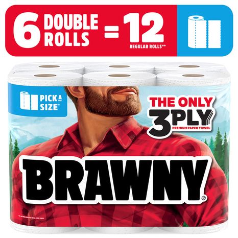 BRAWNY Pick-A-Size Paper Towels, 6 Double Rolls