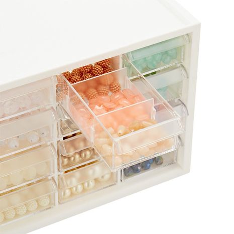 10 Drawer Multi Stackable Craft Organizer - White- Clear - 14-7/8" x 6-1/8" x 7-3/8" h