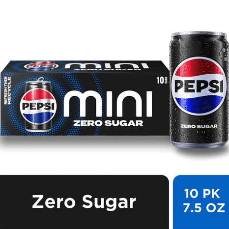 Pepsi Zero Sugar Mini Soda Cola 7.5 Fl Oz 10 Count