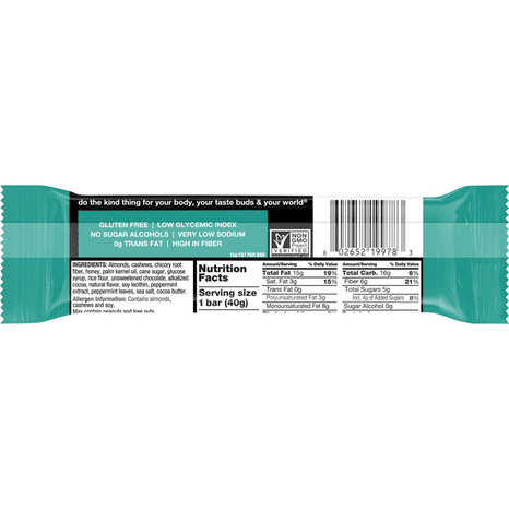 KIND Healthy Snack Bar, Dark Chocolate Almond Mint, 5g Sugar | 5g Protein, Gluten Free Bars, 1.4 OZ, 1 Count